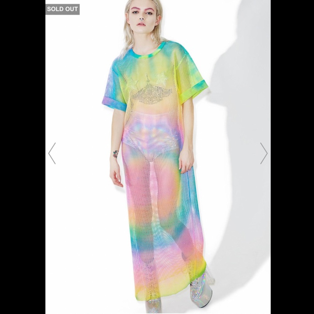 Dolls kill rainbow dawn mesh dress